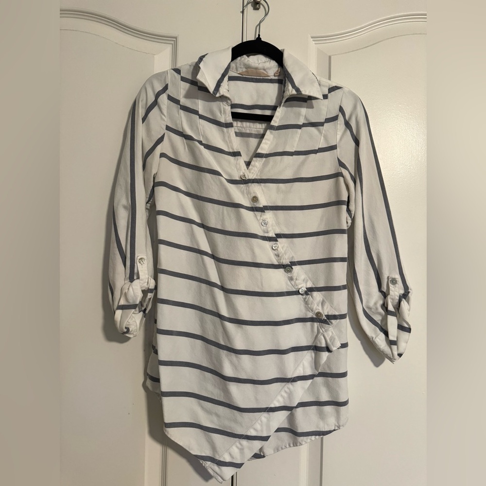 Soft Surroundings Asymmetrical Striped Shirt